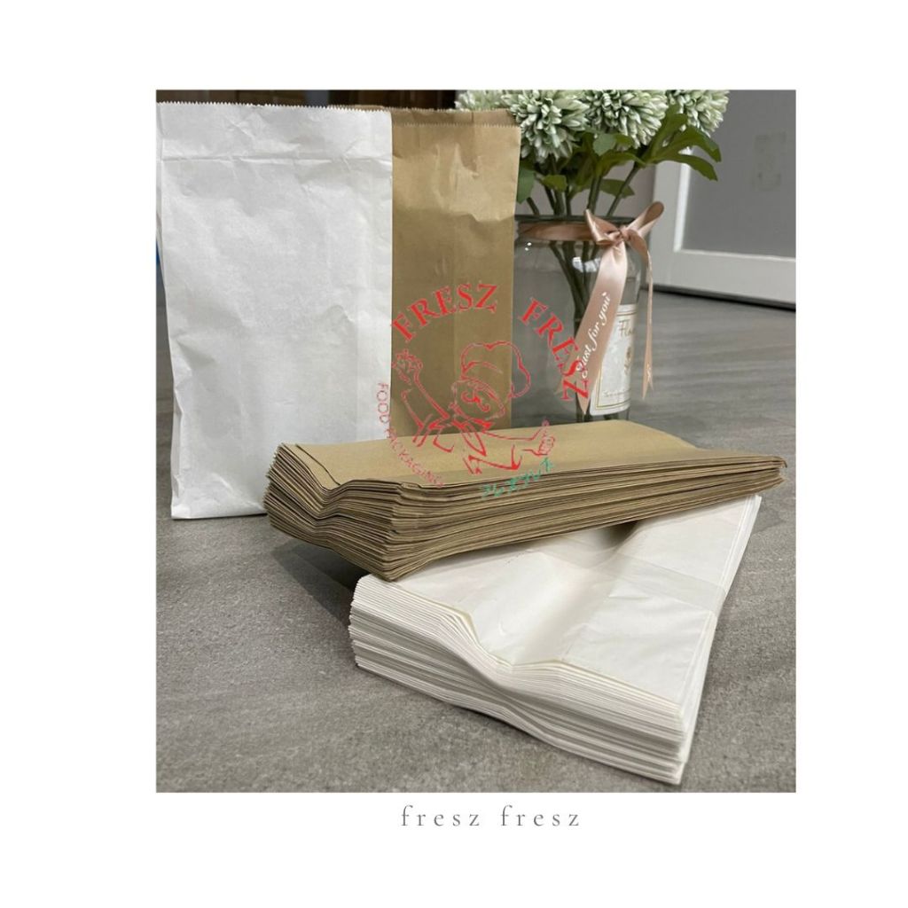 Kantong Fried Chikend Makanan Paper Bag Food Grade Putih Coklat Polos Fresz Fresz