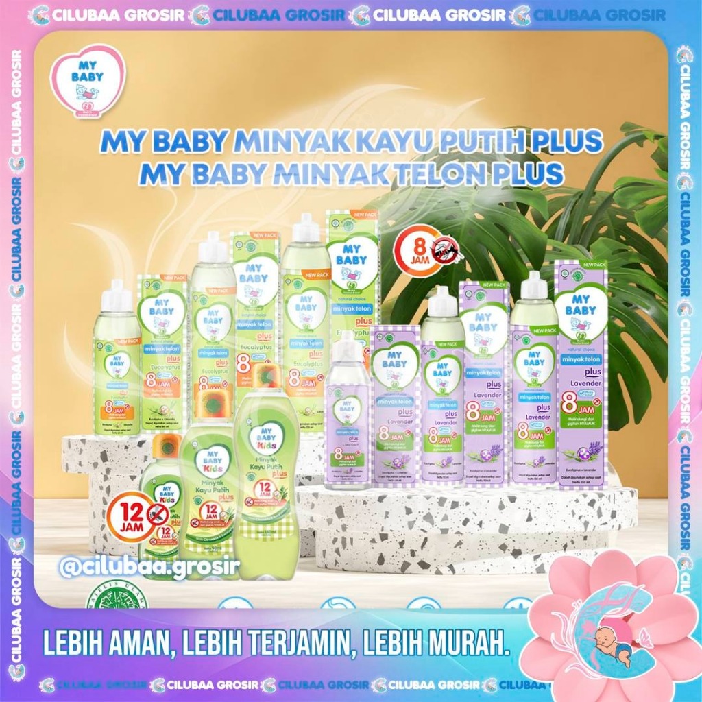 MY BABY Kids Minyak Kayu Putih Plus 12 Jam 150 mL 90mL 60mL + MY BABY Minyak Telon Plus Eucalyptus |