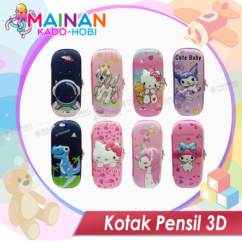 

KADO ULANG TAHUN ANAK STATIONERY PENCIL CASE KOTAK PENSIL KARAKTER 3D TIMBUL TIGA DIMENSI DINO HELLO KITTY KUROMI SANRIO