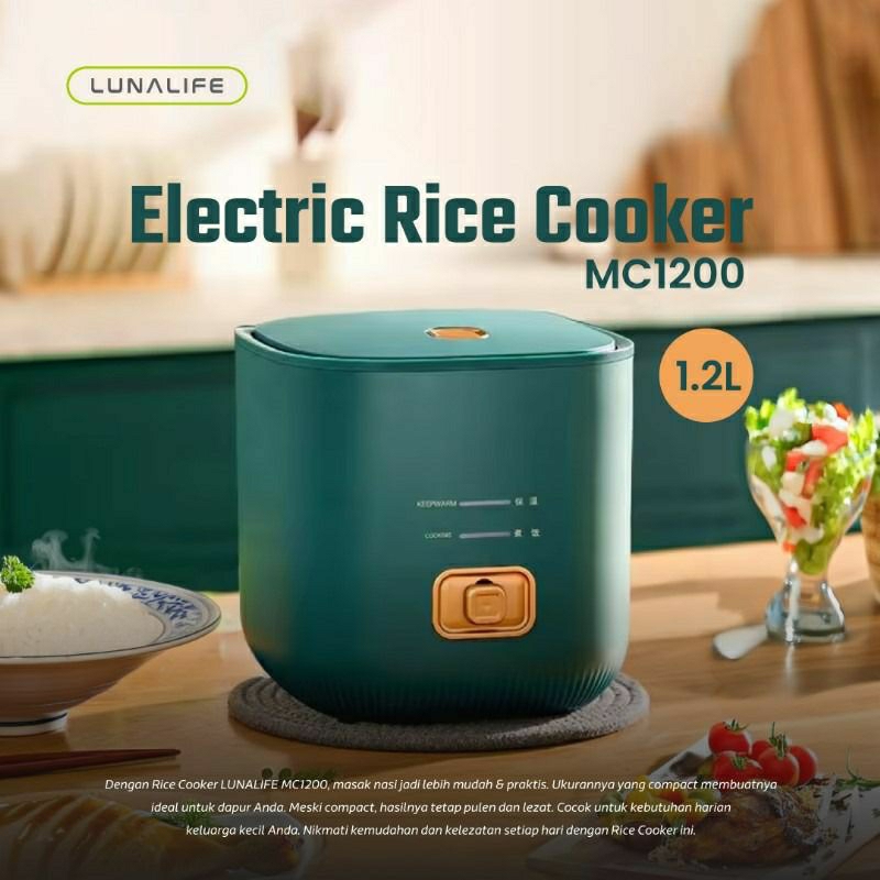 BESTPROMO MINI RICE COOKER LUNALIFE MC1200 WARNA PUTIH/HIJAU MUDA/HIJAU TUA