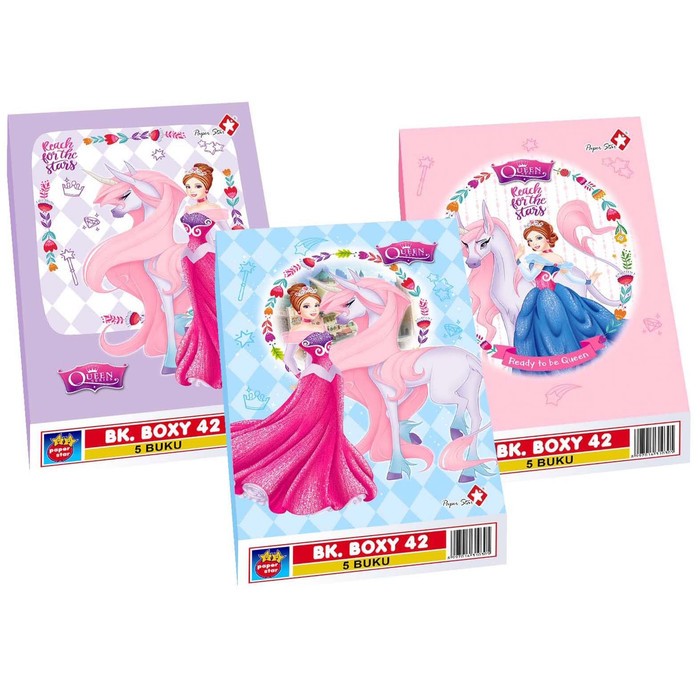 

BUKU TULIS / BUKU TULIS PAPER STAR / BUKU TULIS B5 / BOXI / BOXY PAPER STAR ISI 42 LEMBAR