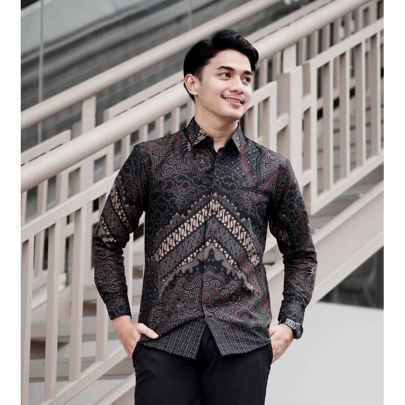 Kemeja Batik Pria Motif Sandro Mewah Moderen