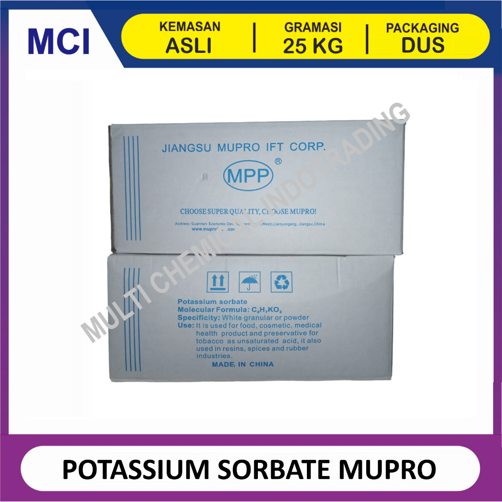 

(KHUSUS GOSEND/INSTANT) POTASSIUM SORBATE MUPRO PS 1000 PENGAWET FOOD GRADE - 1 DUS 25 KG