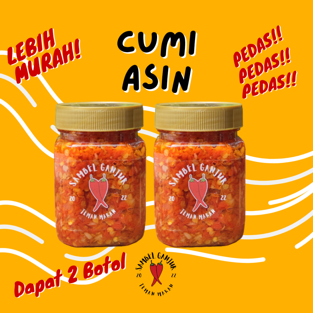 

2 Botol Cumi Asin Sambel Ganjur Sambal Pedas Gurih Enak Praktis Botol Siap Saji makanan food