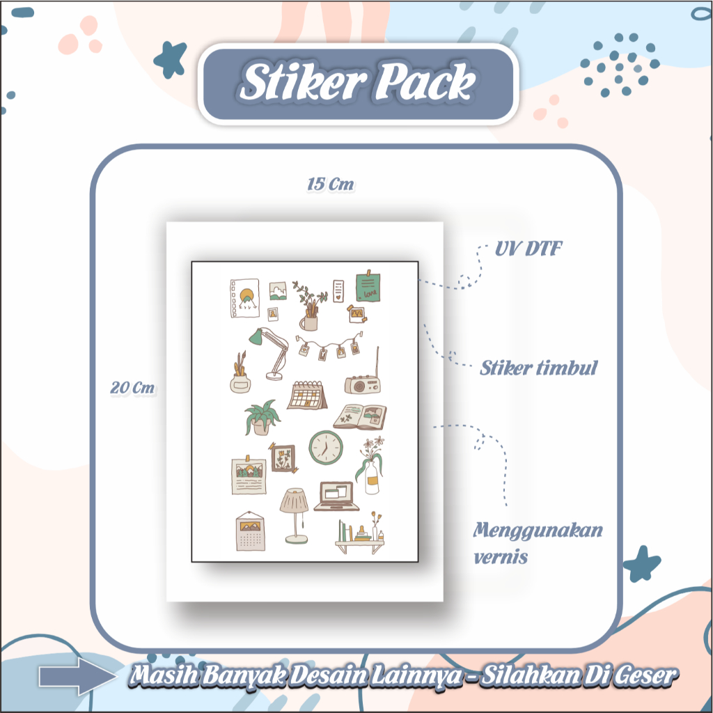 

Stiker Sticker Tumbler LAptop Hp Cermin Lemari Pack UV DTF Motif Estetik Pink Colat P24