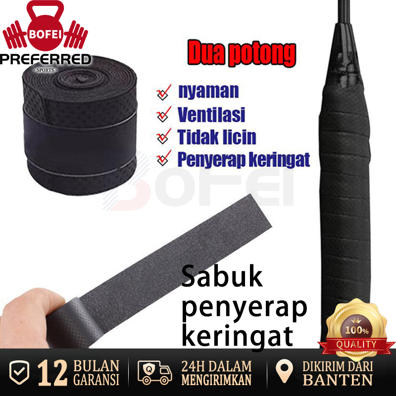 Pegangan Raket Bulutangkis Dua Warna Berongga Keel Raket Bulutangkis Lem Tangan Non-Slip Sabuk Penye