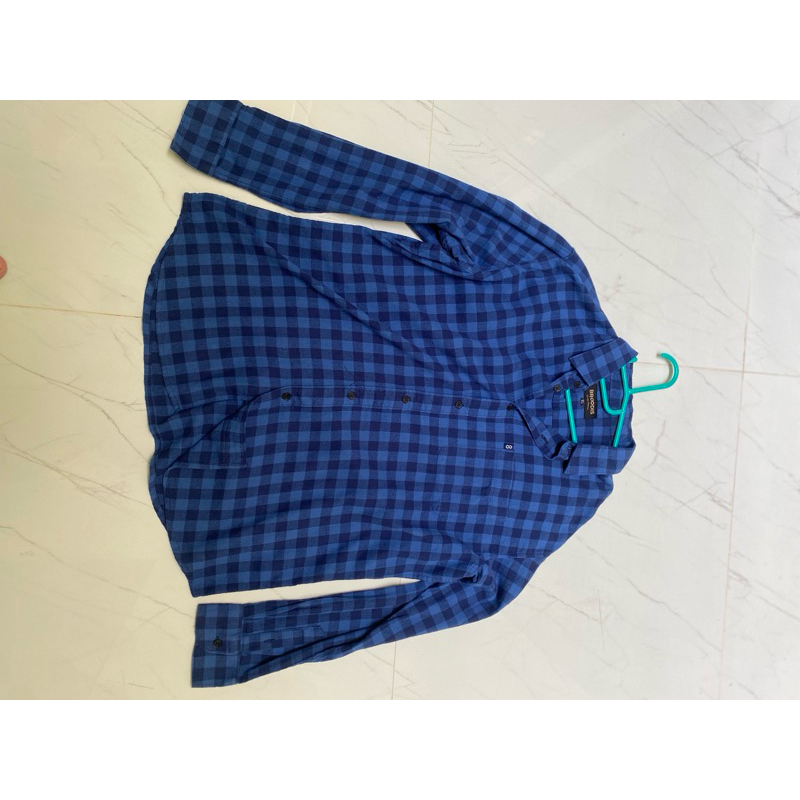kemeja flanel broodis second biru xl