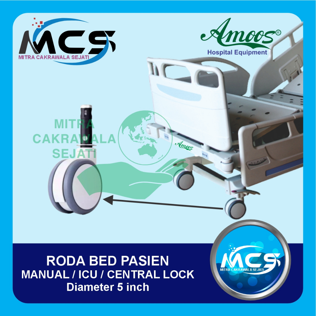 Amoos Castor Roda Bed Pasien / Hospital Bed diameter 5 inch Double Wheel