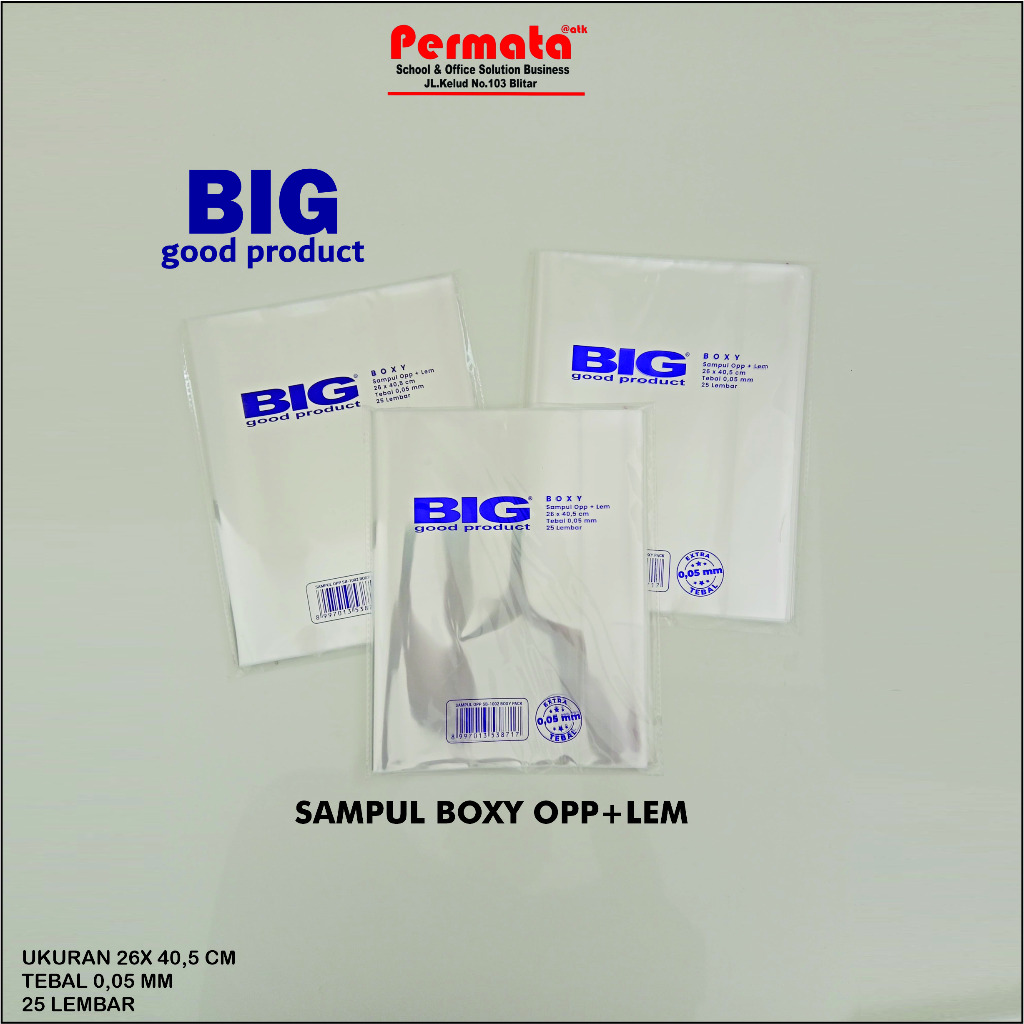 

BIG SAMPUL PLASTIK BUKU BOXI (OPP + LEM) 25 LEMBAR/SAMPUL BUKU/SAMPUL PLASTIK