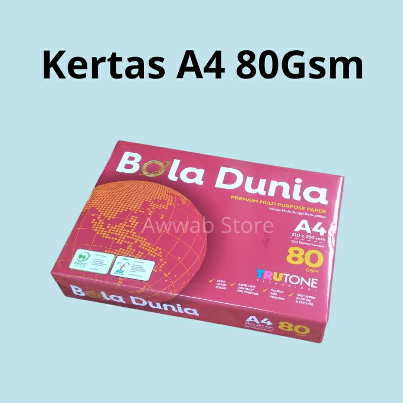 

Kertas A4 80Gsm Bola Dunia