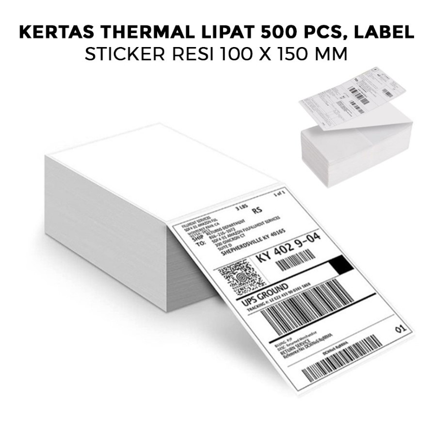 

Kertas Thermal Lipat 500 PCS, Label Sticker Resi 100 x 150 mm