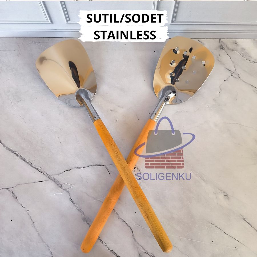 Spatula Gagang Kayu / Sotil Gagang Kayu / Sutil Gagang Kayu / Sutil Stainless