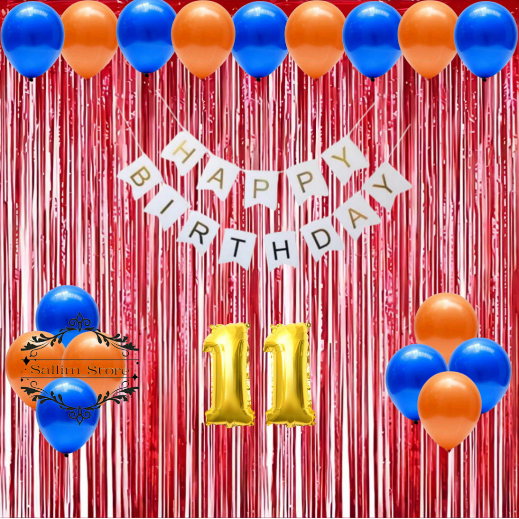 Paket Set Dekorasi Ulang Tahun Balon Metalik Backdrop Happy Birthday Tirai Merah Party Anak & Dewasa