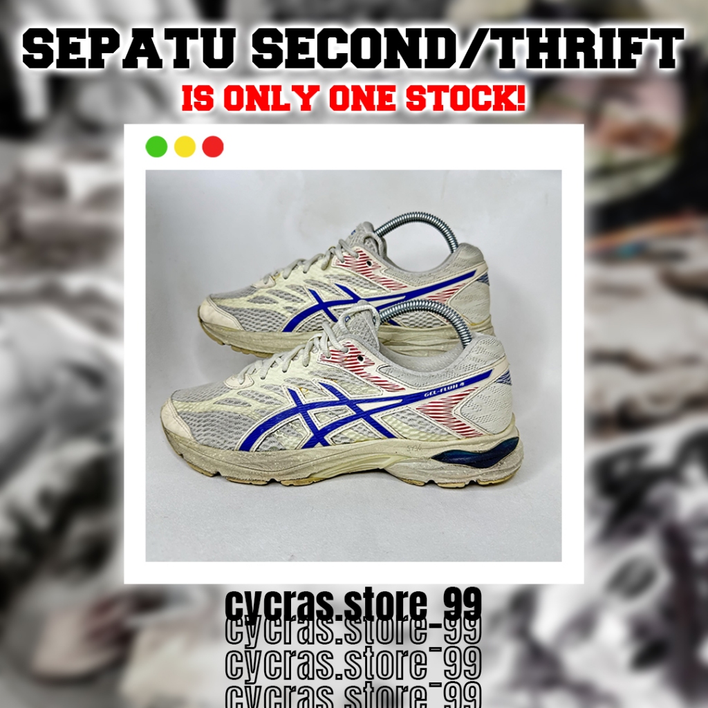 (Sepatu Second) Asics Gel Flux White Blue Peach - Size 40.5