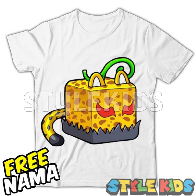 (BISA COD) FREE NAMA Kaos Anak Laki laki Perempuan Logo Roblox Fruits Leopard T-shirt Baju Anak Laki