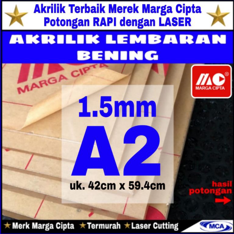 

AKRILIK lembaran 15mm A2 Akrilik bening Marga cipta Acrylic p O5S5