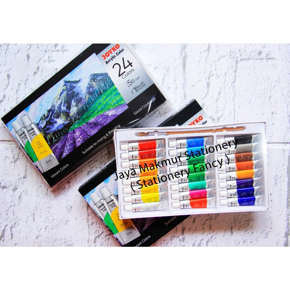 

KODE Q82K Cat Acrylic Joyko 24 Warna Tube 5 ml Bonus Kuas brush ACC524