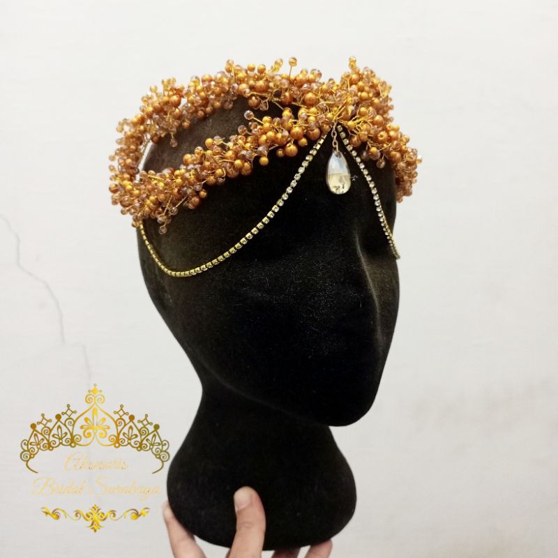 Headpiece Dahi Evi Bindi Mutiara Hijab Tiara Wedding Fashion Bridal Look Arabian