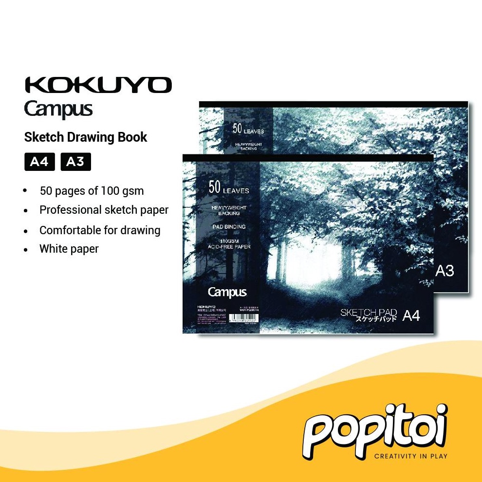 

Kokuyo Campus Sketch Drawing Book A4 A3 Buku Sketsa Gambar Polos s J6J3