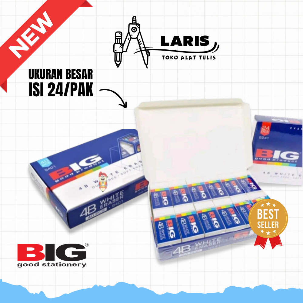 

1 PCS Penghapus Pensil/Pencil Eraser BIG 9401 White/Putih/Ukuran Besar