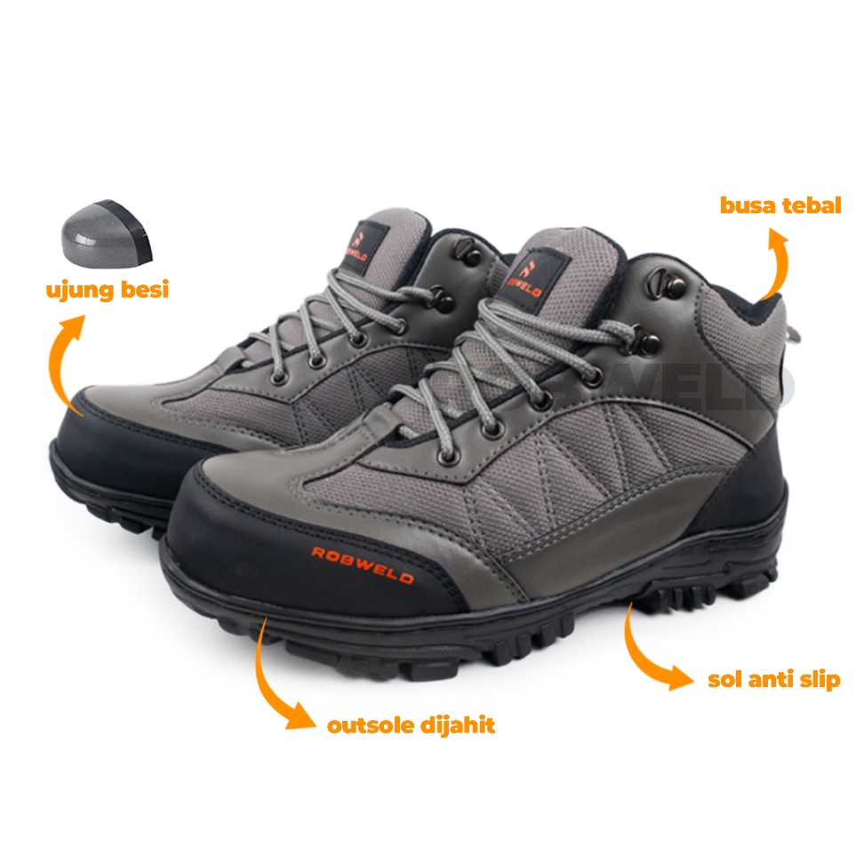 Sepatu Safety Boots Pria Ujung Besi Outdoor Kerja Lapangan Sepatu Pria Safety Murah Berkualitas Sepa