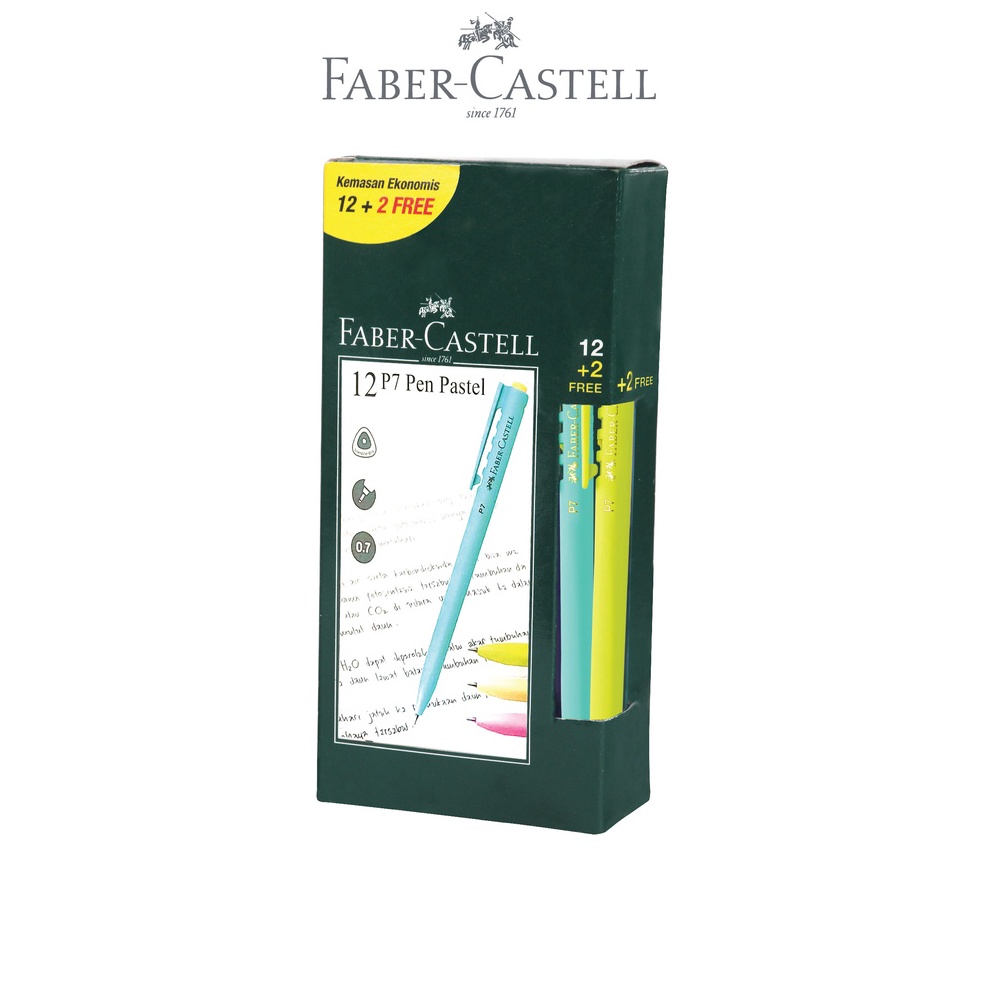 

FaberCastell Ballpoint Pen P7 Pastel 7 Black Ink 12 Pcs Free 2 a L4J8