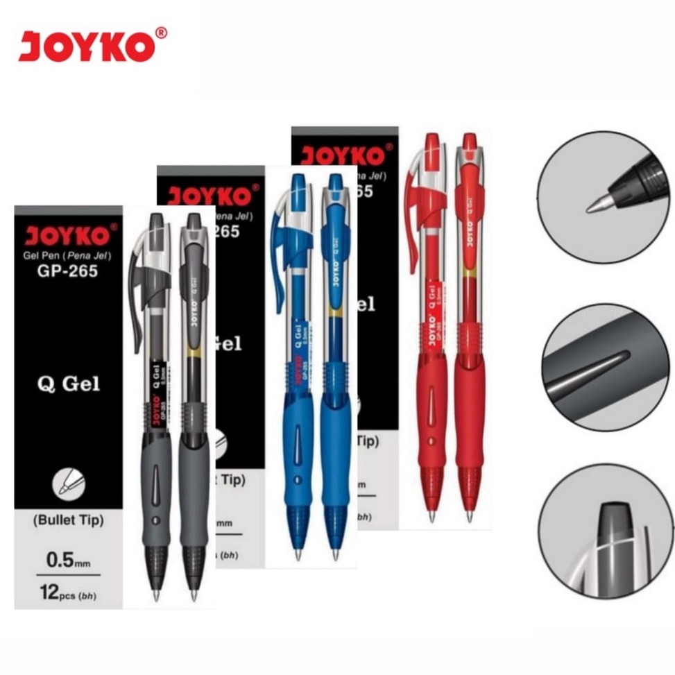 

1 LSN 12 PCS Gel Pen Pulpen Pena Joyko GP265 Q Gel 5 mm q P3R2