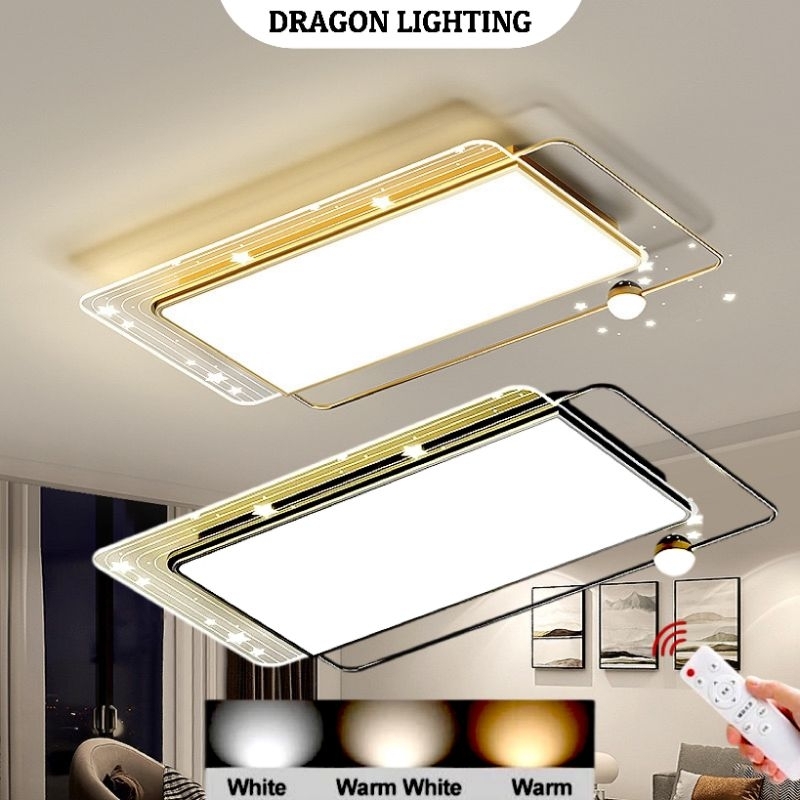 Dragon Lighting Lampu Plafon LED 3 Warna Bentuk Persegi Panjang Lampu Hias Rumah Untuk Dekorasi Ruan