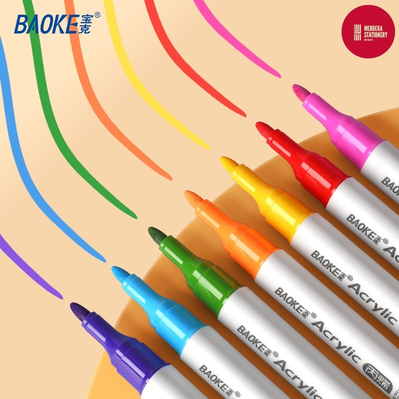 

Spidol/Sepidol/Marker Acrylic/Akrilik Pen 12 Warna Murah Baoke MP 2945-12 Cocok Untuk Plastik/Kaca