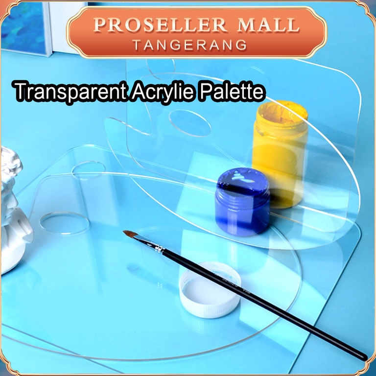 

23CMPalet Bening Akrilik Acrylic Palette Palet Lukis Akrilik Transparan Oval u G3W8