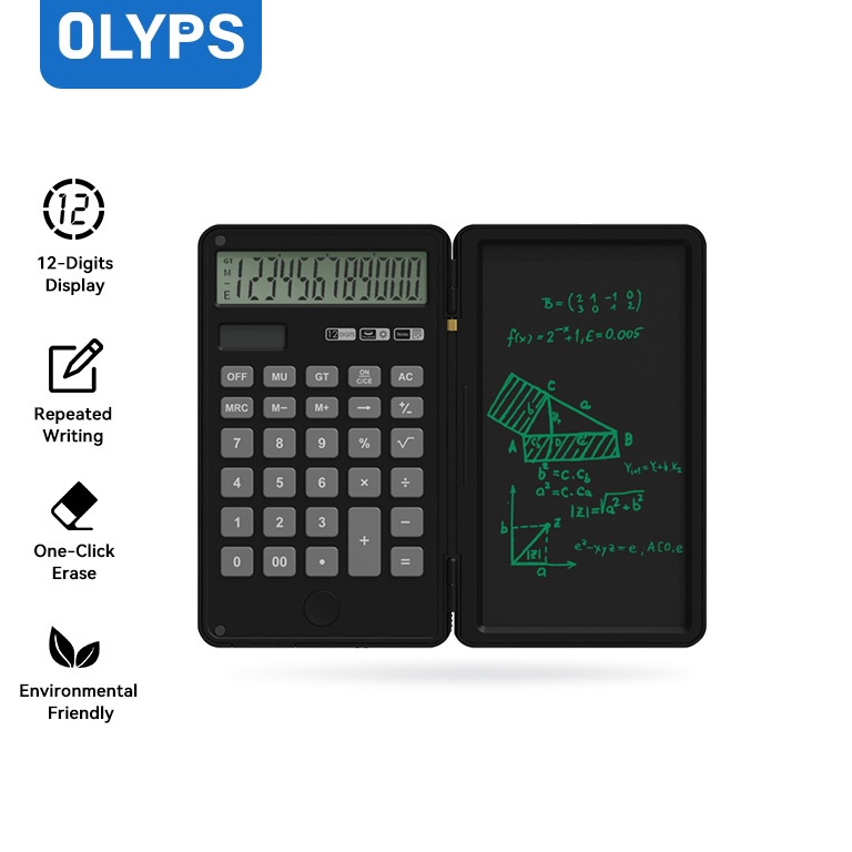 

KODE X39G OLYPS Kalkulator Foldable Scientific Calculator 12Digit with Erasable LCD Writing Pad