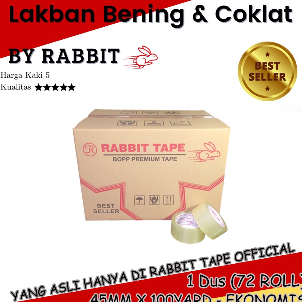

Lakban Bening Lakban Cokelat DUS RABBIT TAPE Ekonomis 45mm x 1 Yard t A4I7