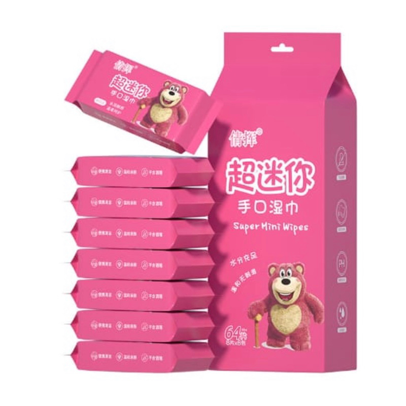 TISU BASAH MINI KARAKTER 64LEMBAR ,TISSUE BASAH MINI ,TISU MINI BASAH ,TISUE BASAH VIRAL ,TISU BASAH