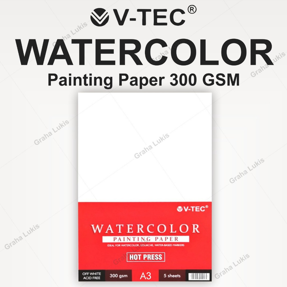 

VTEC Watercolour Paper Hot Pressed A3 3 Gsm Lembaran v I4A4