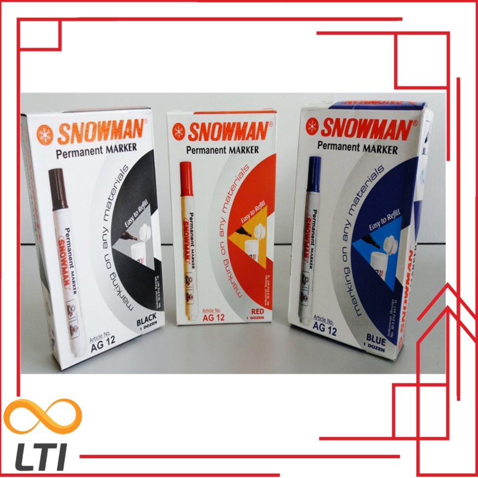 

Spidol Snowman Permanent Marker AG 12 Spidol Permanen Per Lusin BISA CAMPUR WARNA y Q1W5