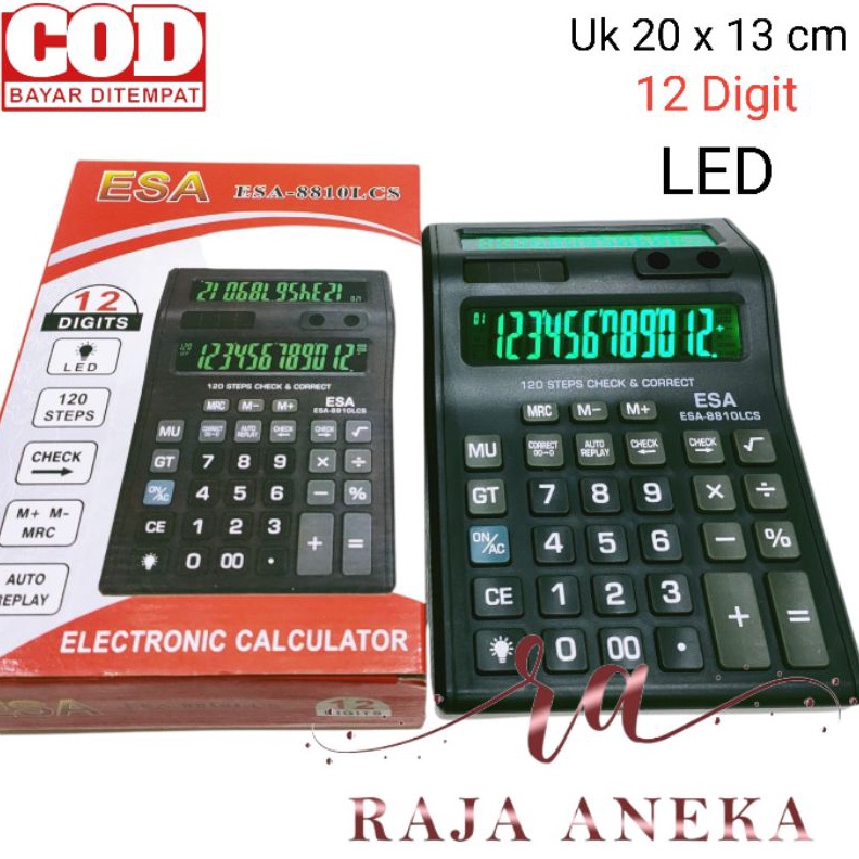 

KODE P7D Kalkulator Layar Lcd Led menyala Calculator Besar Esa 881 12 digit cek ulang 2 layar bolak balik