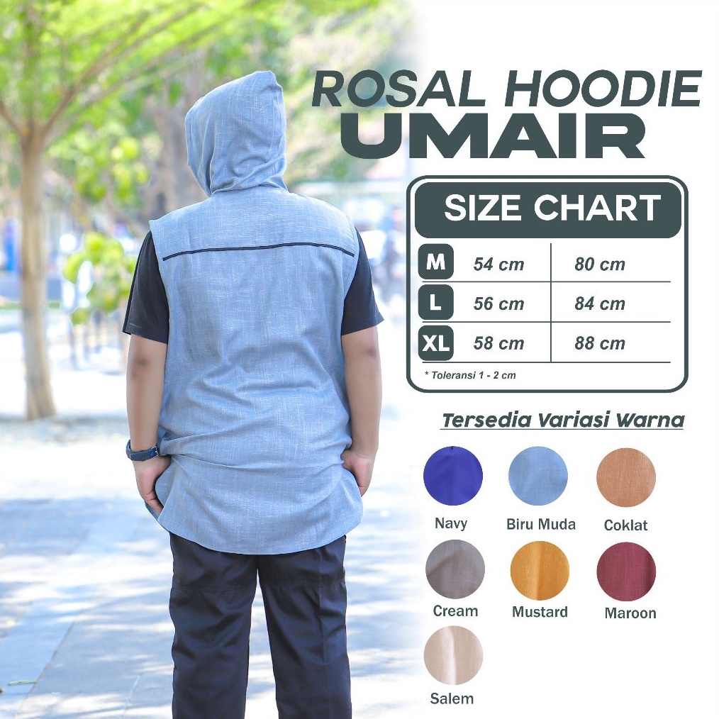 KODE W72X Rompi Sholat Pria Jumbo Hoodie Dewasa Rosal rompi baju sholat rompi shalat rompi muslim ro