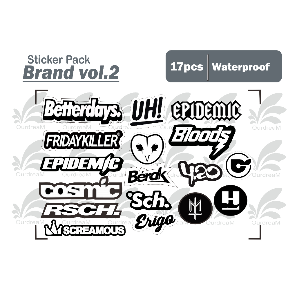 

stiker pack 17pcs helm tumbler brand Vol.2 waterproof medium size