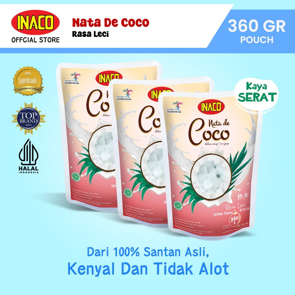 

INACO Nata De Coco Lychee Pouch 360gr - Triplepack