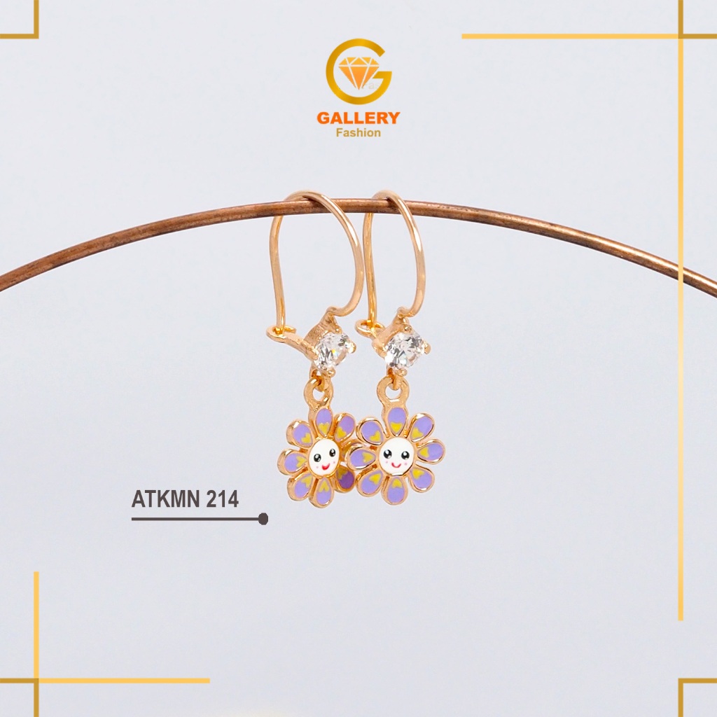 Anting Anak Emas 300 (6K) 375 (8K) Emas Tua 700 (16K) Model Bunga Matahari ATKMN 214