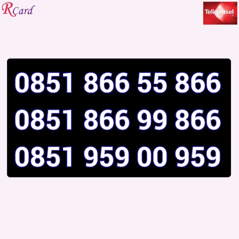 Perdana Nomor Cantik Simpati Telkomsel Mirror Cermin 866 99 866 959 00 959 868 00 55 868