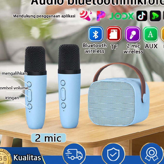Terbaik LHADEVSIG Speaker Bluetooth Karaoke 2 Mic Set Salon Bluetooth bt Speaker karoke Bluetooth Sp