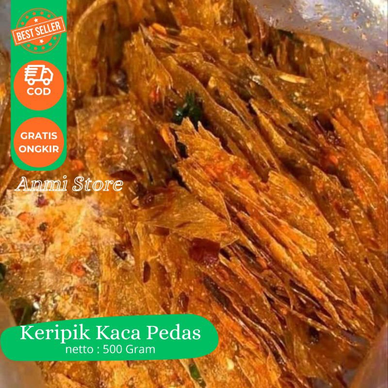 

Cemilan Kripca / Keripik Kaca / Keripik Beling Pedas Daun Jeruk 500 Gram