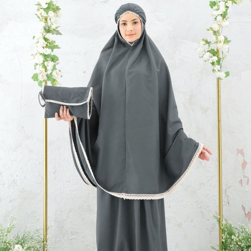 Dzakiyya - Mukena Traveling Daania Tas Sajadah | Mukena Dewasa Renda Praktis Travel Umroh & Lebaran