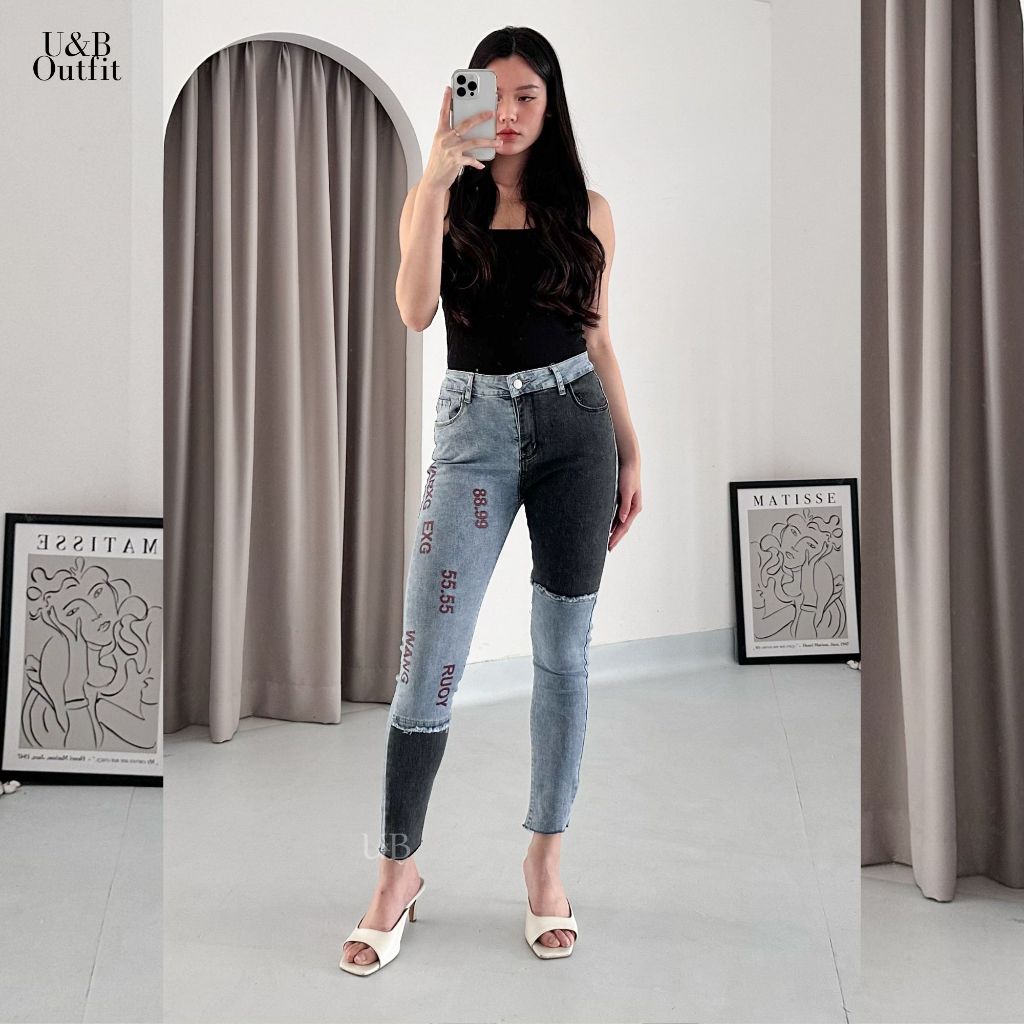 U&B - 3312 | Celana Jeans Wanita Slimfit Skinny Premium Quality Highwaist Melar Stretchy Nyaman Polo