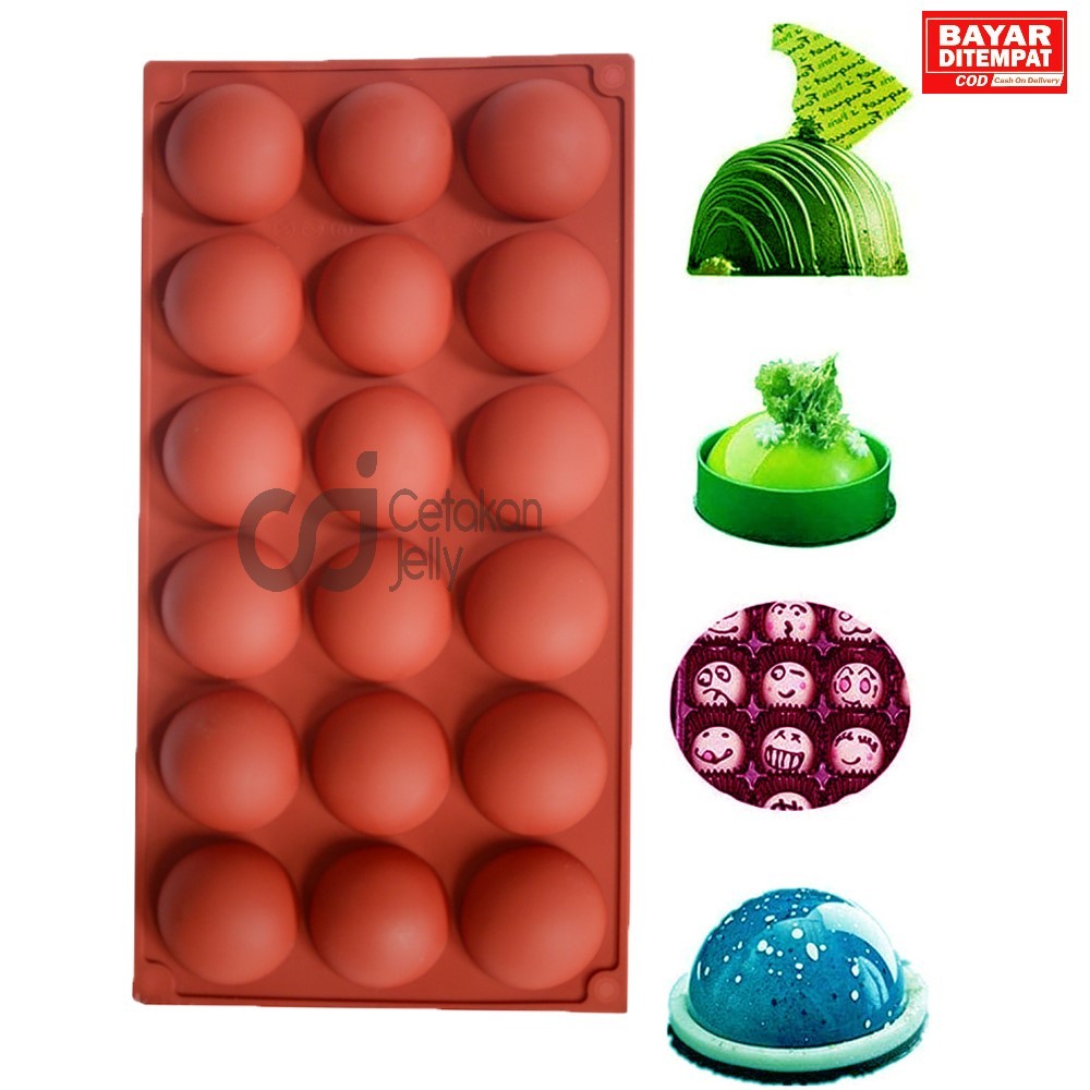 CJ Cetakan Silikon Jelly Puding Coklat Craft Setengah Lingkaran Half Ball Dome