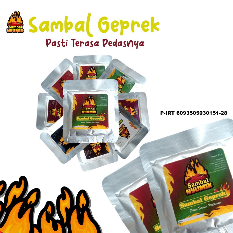 

Sambal Geprek Sachet kemasan Instan 20 Gr Terlaris Siap Makan