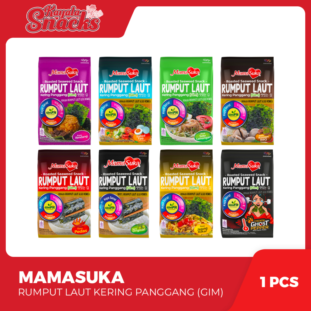 

MAMASUKA Rumput Laut Kering Panggang (GIM) 4.5g - 1 Pack x 2 Pcs