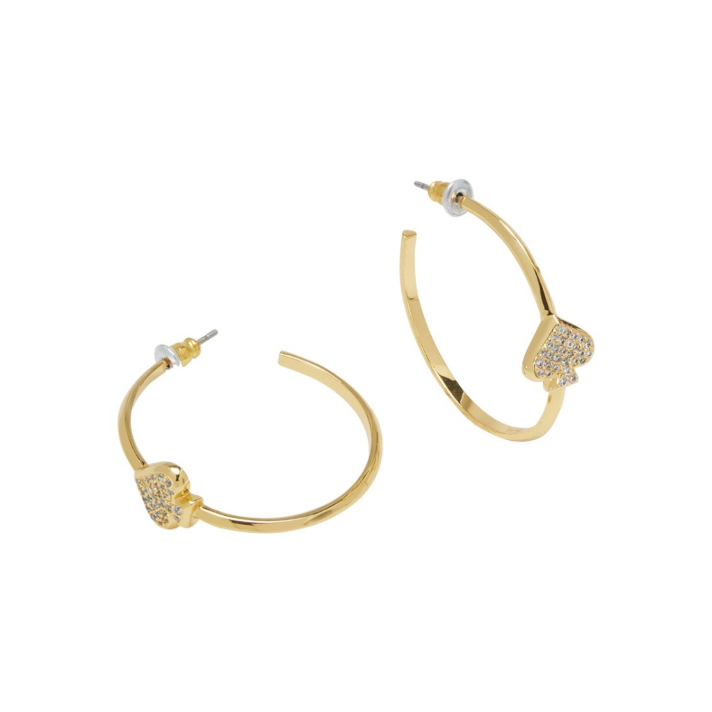 KATE SPADE Everyday Spade Pave Hoops Clear Gold