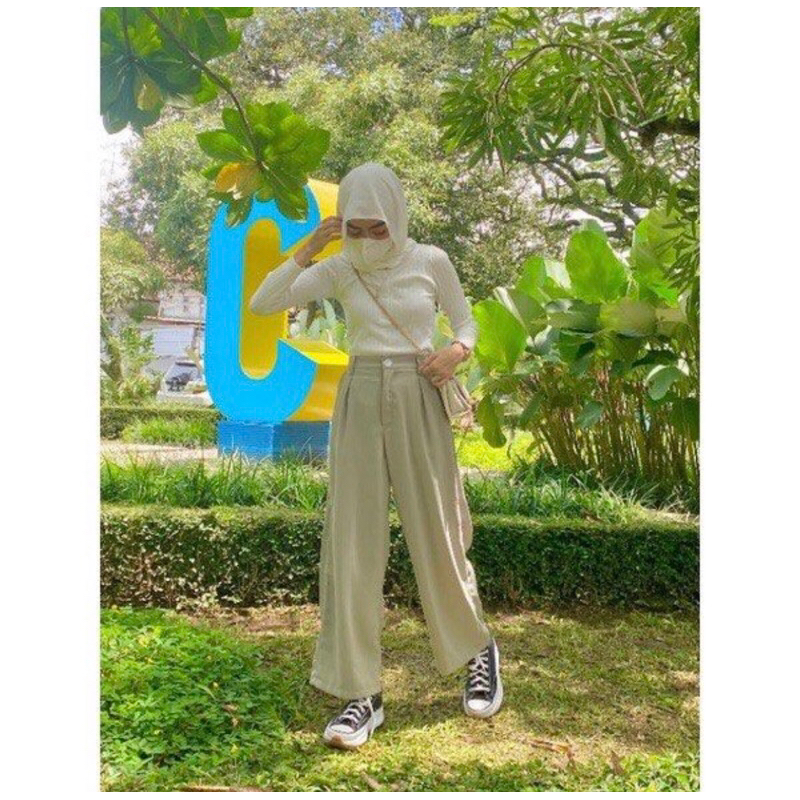 Celana Bahan Kulot Sage Green